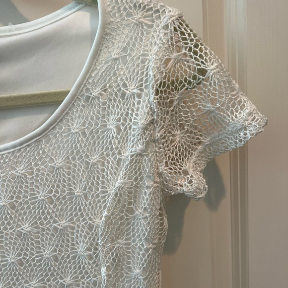 Rosegold Petite White Net Lace Overlay Dress - Picture 6 of 16